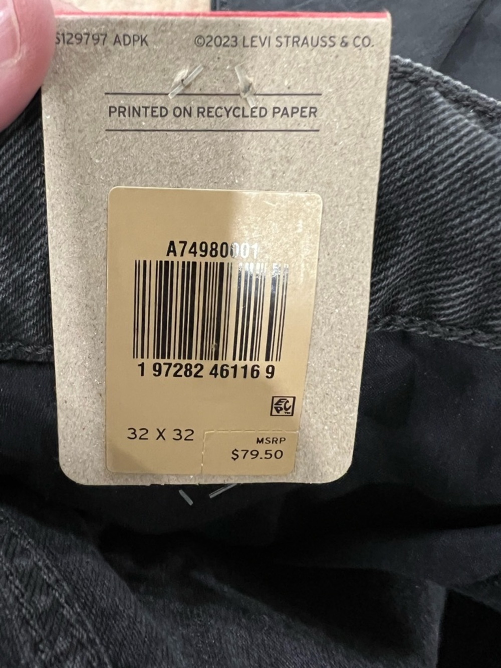 Levi’s Superlow Loose Jeans 32x32 NWT Black Wash Low Rise Baggy Straight Leg Y2K - Picture 7 of 12